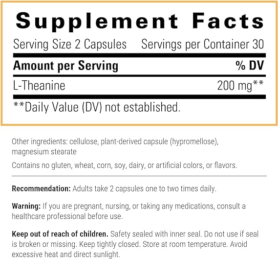L-theanine, dietary supplement 60 capsules