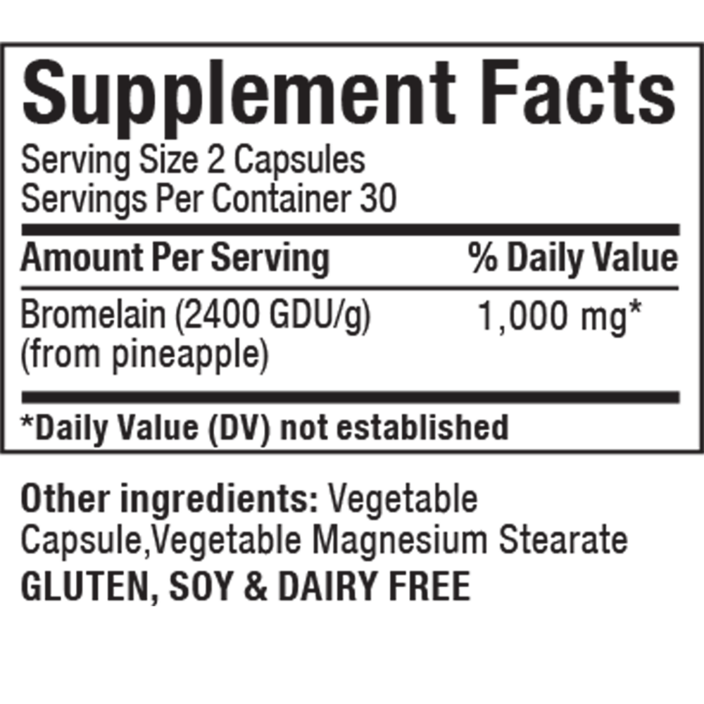 BROMELAIN DIETARY SUPPLEMENT 60 VEGETABLE CAPSULES