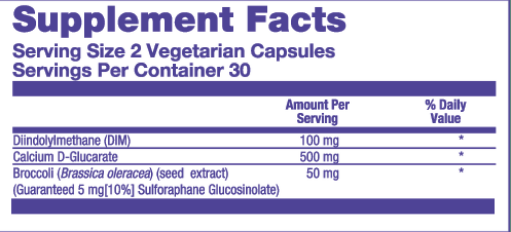 DIM WITH CALCIUM D-GLUCARATE & BROCCOLI SEED 60 VEGETARIAN CAPSULES